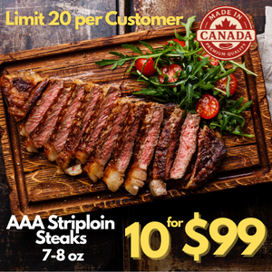 AAA Angus Striploin Steak 7-8 oz - 10 for $99