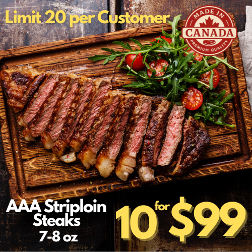 AAA Angus Striploin Steak 7-8 oz - 10 for $99