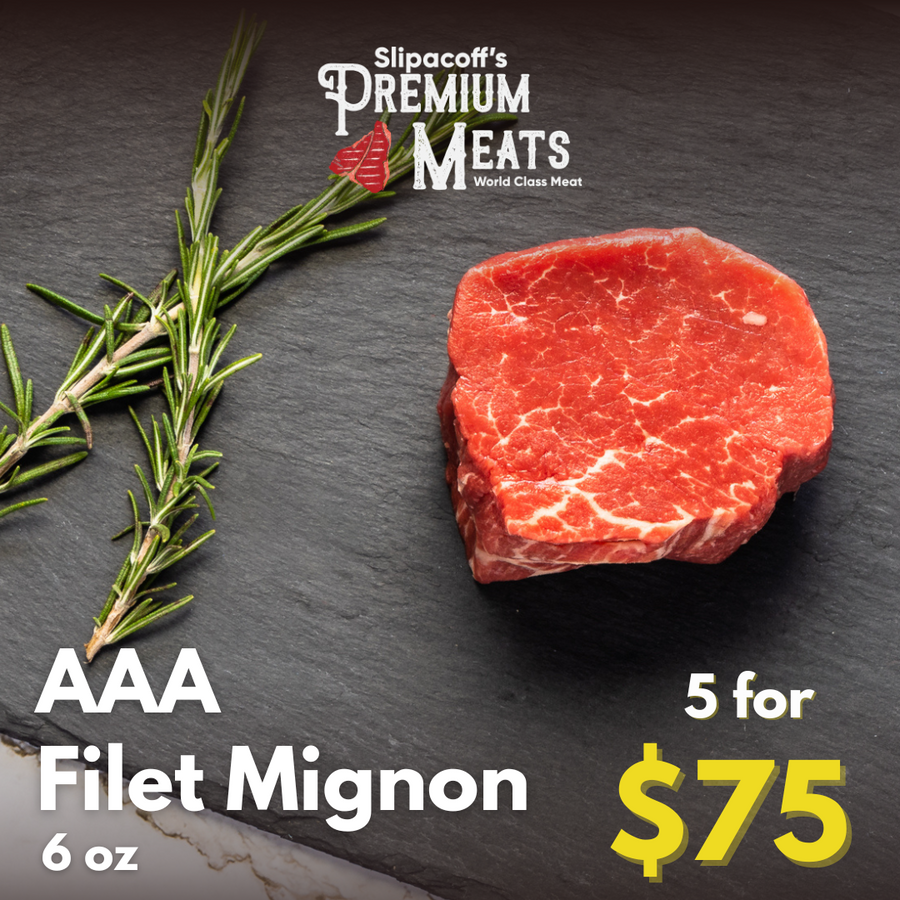 AAA Canadian Beef Filet Mignon Steak 6 oz (pack of 5)